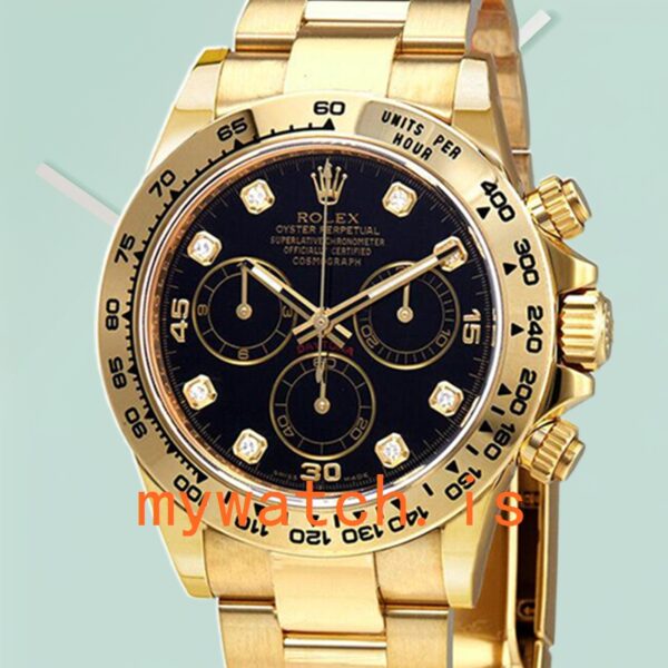 Rolex Daytona Mens 116508BKDO 40mm Automatic Yellow Gold-tone: Genuine vs. Replica